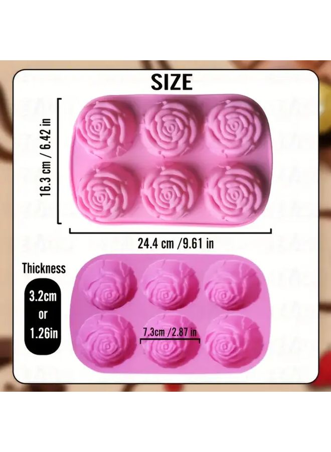 Blue 6 Cavity Rose Silicone Mold For Baking Soap Making Food Grade Heat Resistant - Image 5