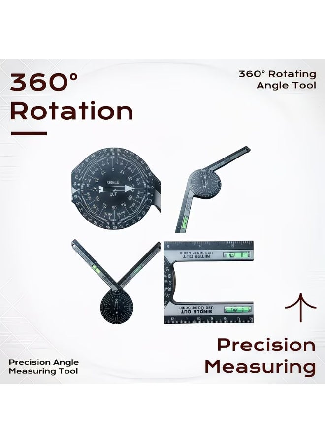 M MIAOYAN 360 Degree Rotating Miter Angle Finder Protractor, Dual Scale SINGLE CUT & MITER CUT Woodworking Angle Gauge with Level Vial, Plastic Aluminum Precision Measuring Ruler for Miter Saw Carpentry - Image 4