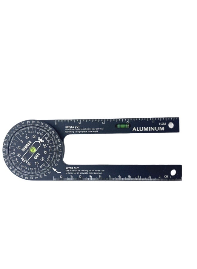 M MIAOYAN 360 Degree Rotating Miter Angle Finder Protractor, Dual Scale SINGLE CUT & MITER CUT Woodworking Angle Gauge with Level Vial, Plastic Aluminum Precision Measuring Ruler for Miter Saw Carpentry - Image 1