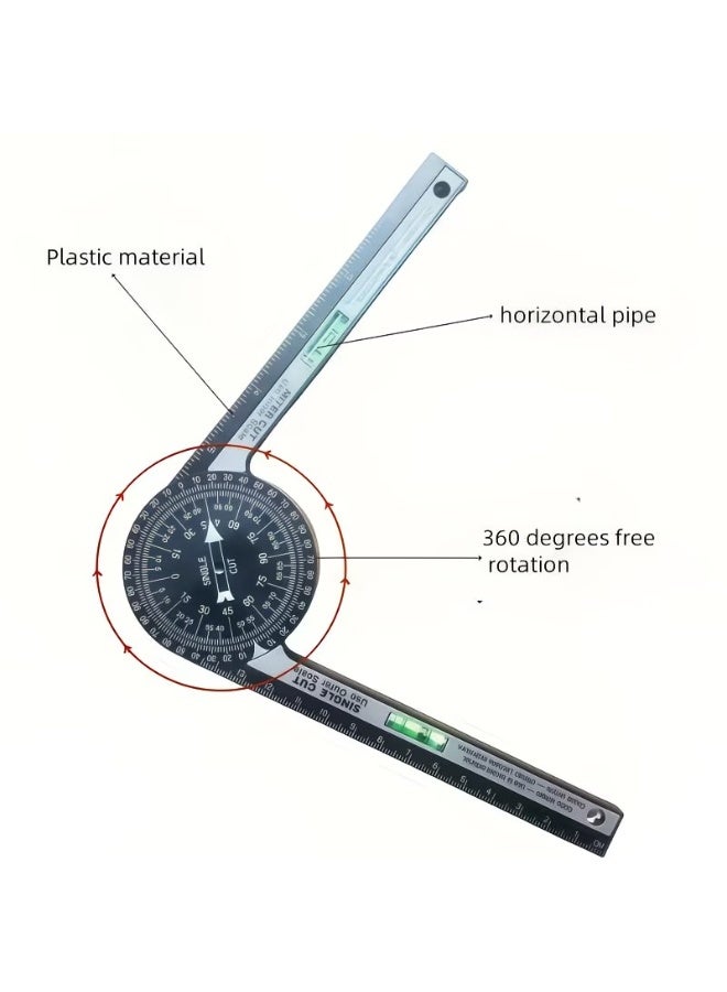M MIAOYAN 360 Degree Rotating Miter Angle Finder Protractor, Dual Scale SINGLE CUT & MITER CUT Woodworking Angle Gauge with Level Vial, Plastic Aluminum Precision Measuring Ruler for Miter Saw Carpentry - Image 2