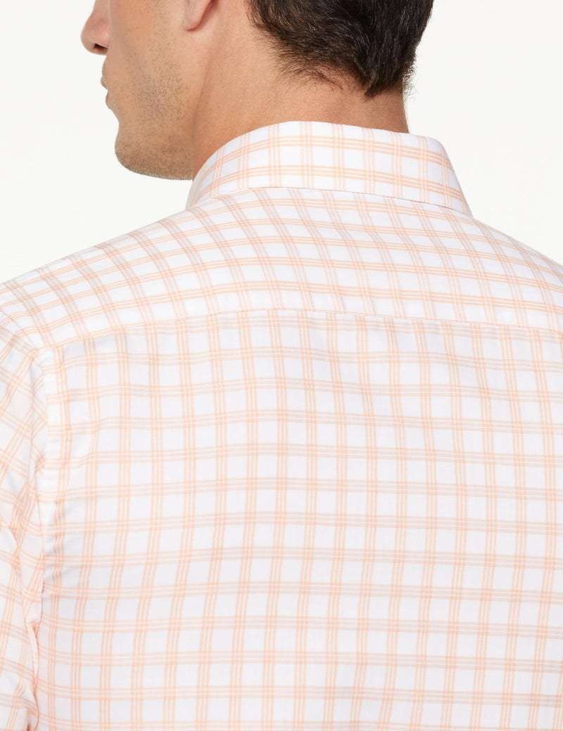 Peter England Men's Classic Checkered Formal Slim Fit Full Sleeve Shirt | Wonder Fabric | Cotton-Rich Peach, 39 - Image 4
