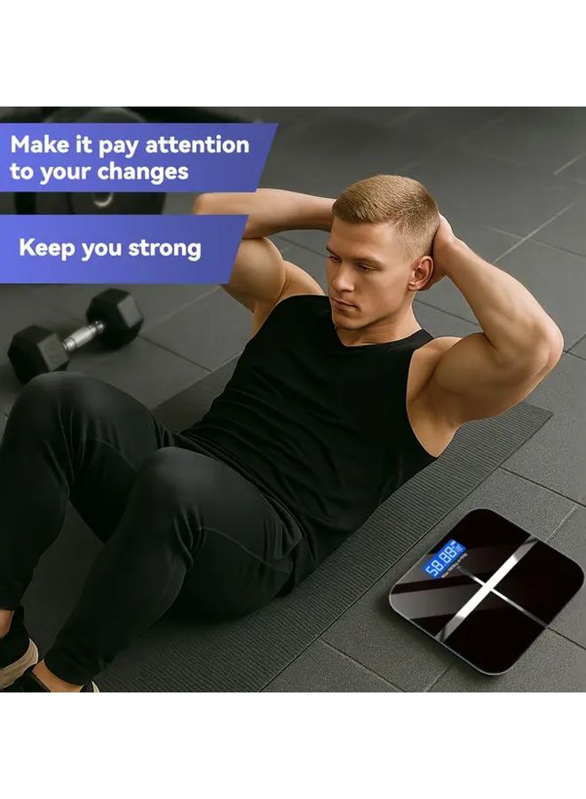 High Precision Bathroom Scale With LED Display Temperature Ultra Wide Platform Black - Image 5