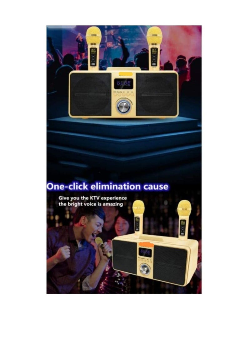 SDRD New Karaoke Machine Portable PA Speaker System Bluetooth 5 with 2 UHF Wireless Microphones LED Light with BASS TV AUX USB SD Rechargeable Best Gift for Adults Kids Girls Boys - Image 2