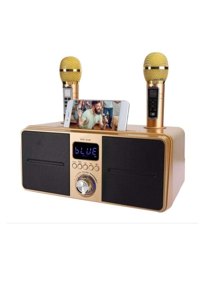 SDRD New Karaoke Machine Portable PA Speaker System Bluetooth 5 with 2 UHF Wireless Microphones LED Light with BASS TV AUX USB SD Rechargeable Best Gift for Adults Kids Girls Boys - Image 5
