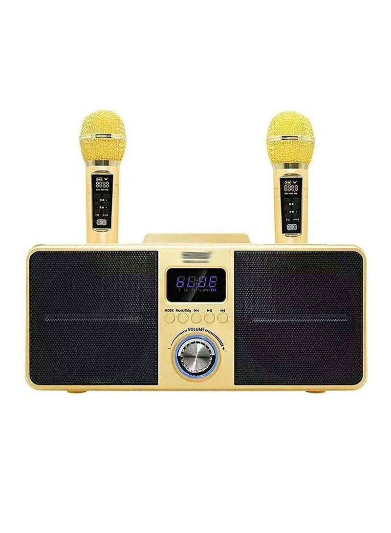 SDRD New Karaoke Machine Portable PA Speaker System Bluetooth 5 with 2 UHF Wireless Microphones LED Light with BASS TV AUX USB SD Rechargeable Best Gift for Adults Kids Girls Boys - Image 4