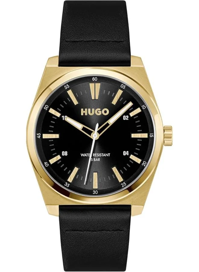 HUGO Analogue Multifunction Quartz Watch with Leather Strap