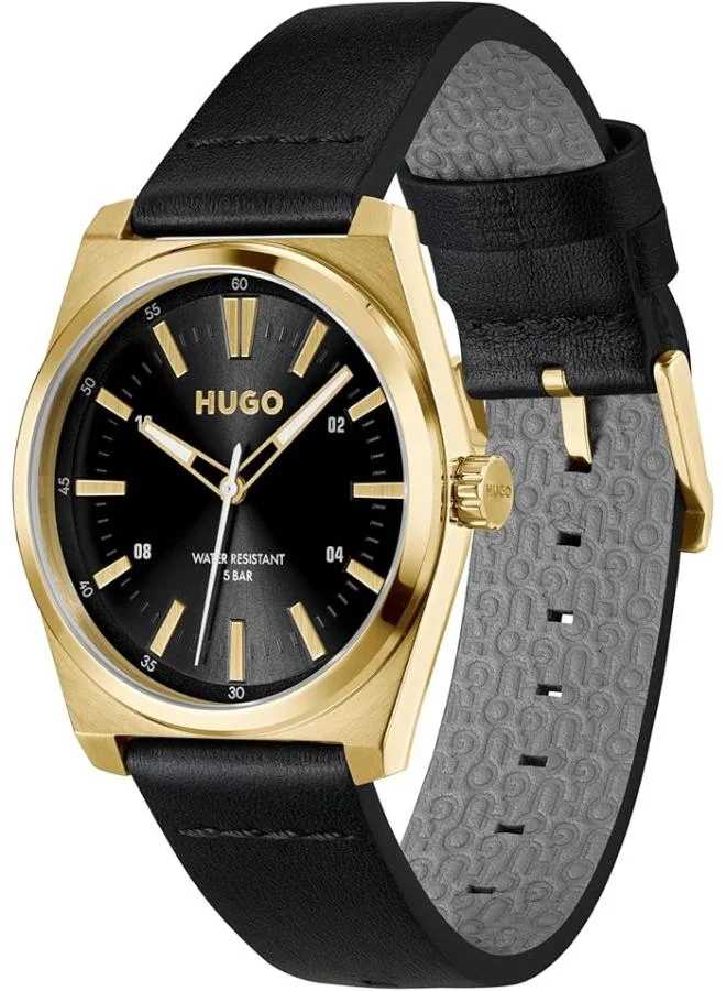 HUGO Analogue Multifunction Quartz Watch with Leather Strap