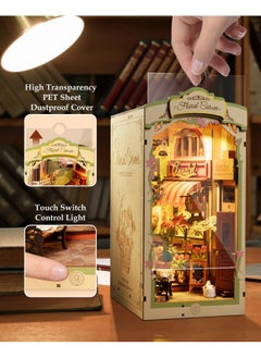 Robotime Book Nook Kit Diy Miniature House Kit Booknook Bookshelf Insert Decor 3D Wooden Bookend With Led Model Craft Hobby Gift For Teens And Adults (Floral Corner)  - Image 5