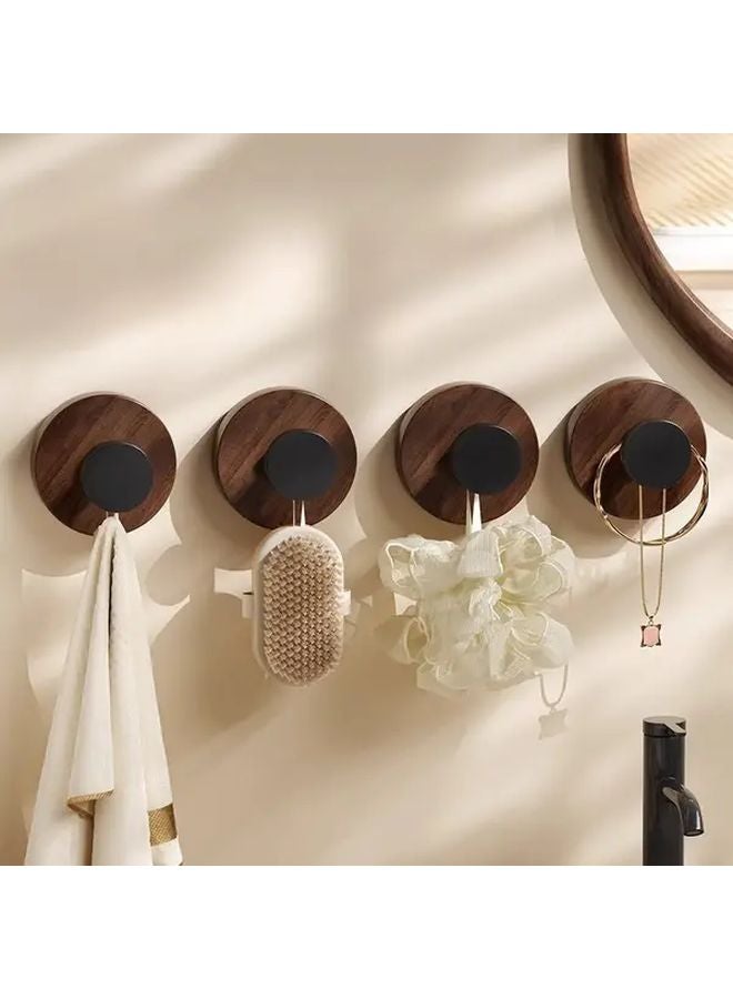 6 Pack Walnut Heavy Duty Hooks No Drill Installation Space Saving Organizer - Image 3