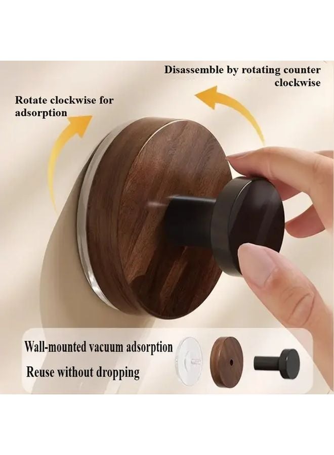 6 Pack Walnut Heavy Duty Hooks No Drill Installation Space Saving Organizer - Image 5