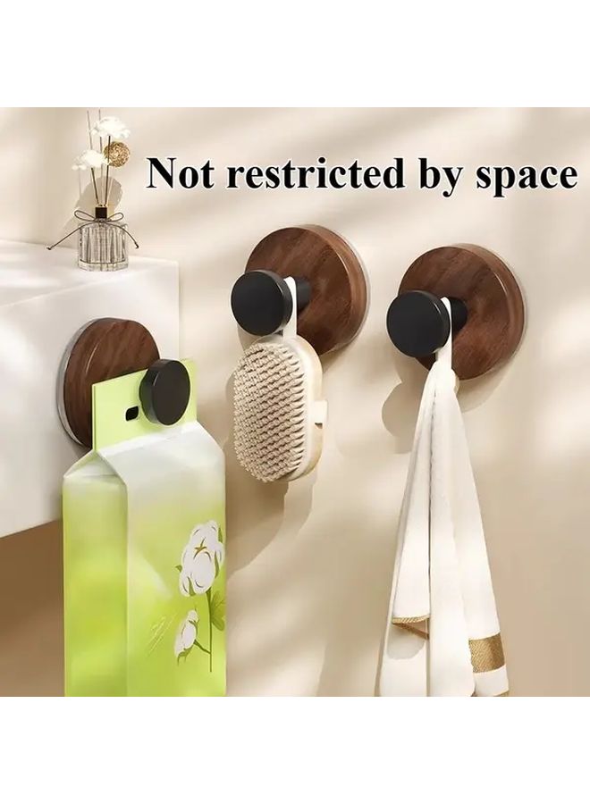 6 Pack Walnut Heavy Duty Hooks No Drill Installation Space Saving Organizer - Image 2