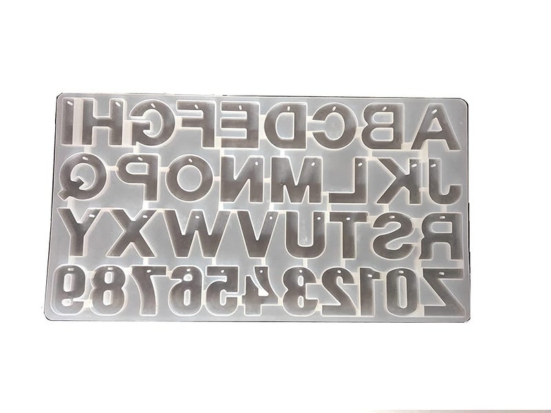 EKTA STATIONERY EKTA STATIONERY Alphabet Silicon Resin Mold Letter Number Casting Molds for Earring Keychain Jewelry Accessories 36 cm x 19 cm - Image 2
