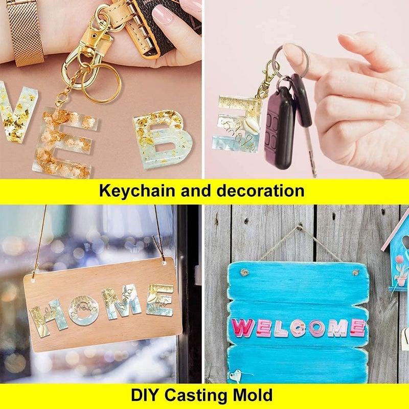 EKTA STATIONERY EKTA STATIONERY Alphabet Silicon Resin Mold Letter Number Casting Molds for Earring Keychain Jewelry Accessories 36 cm x 19 cm - Image 5