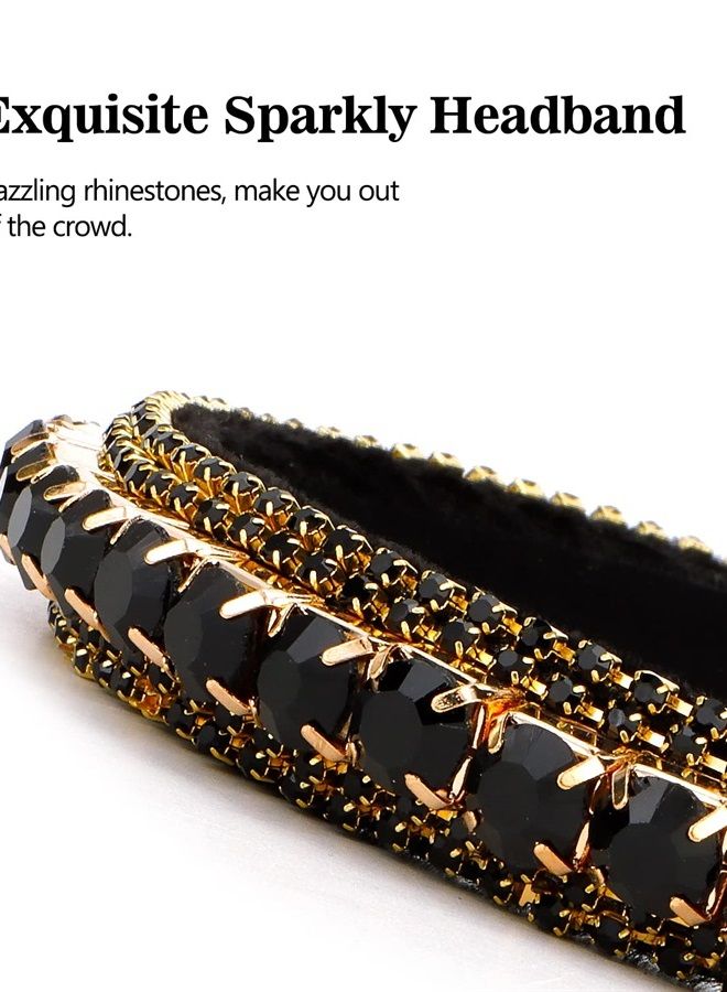 Black Rhinestone Headband - Shine Bright Like a Diamond - Perfect for Weddings, Birthday, Parties, and Daily Wear - Great Gift for Women and Girls!