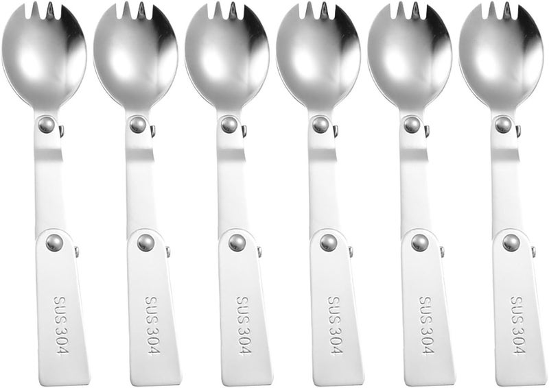 304 Stainless Steel Folding Spork Set 12Pcs Portable Cutlery For Outdoor Picnic - Image 1