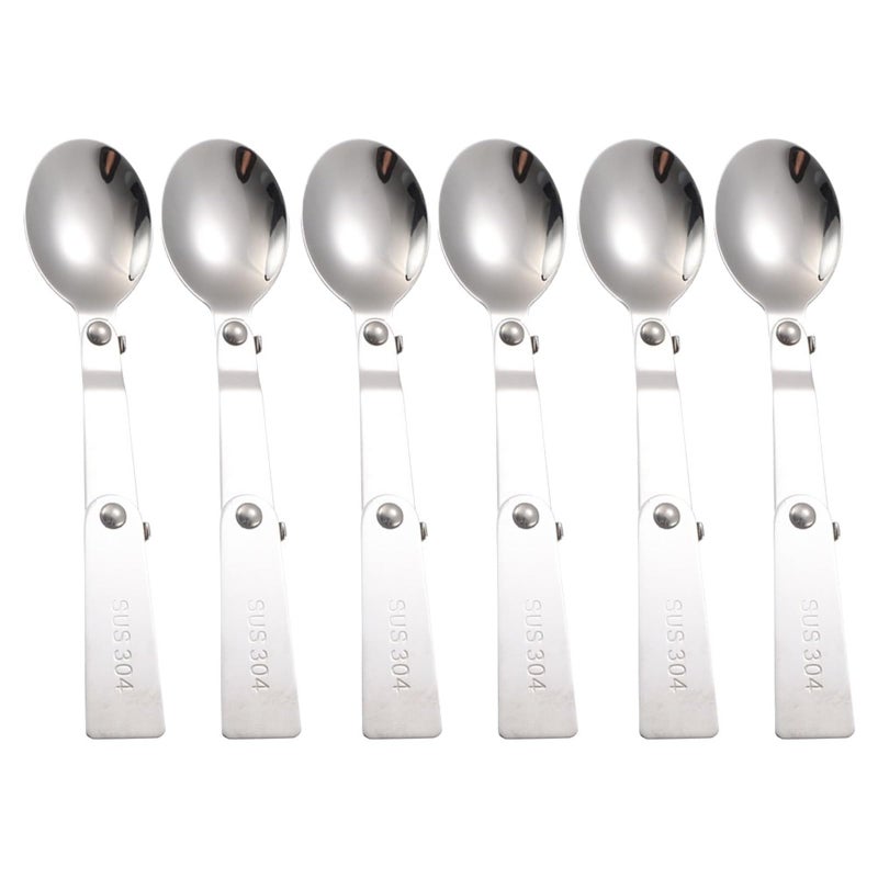 304 Stainless Steel Folding Spork Set 12Pcs Portable Cutlery For Outdoor Picnic - Image 3
