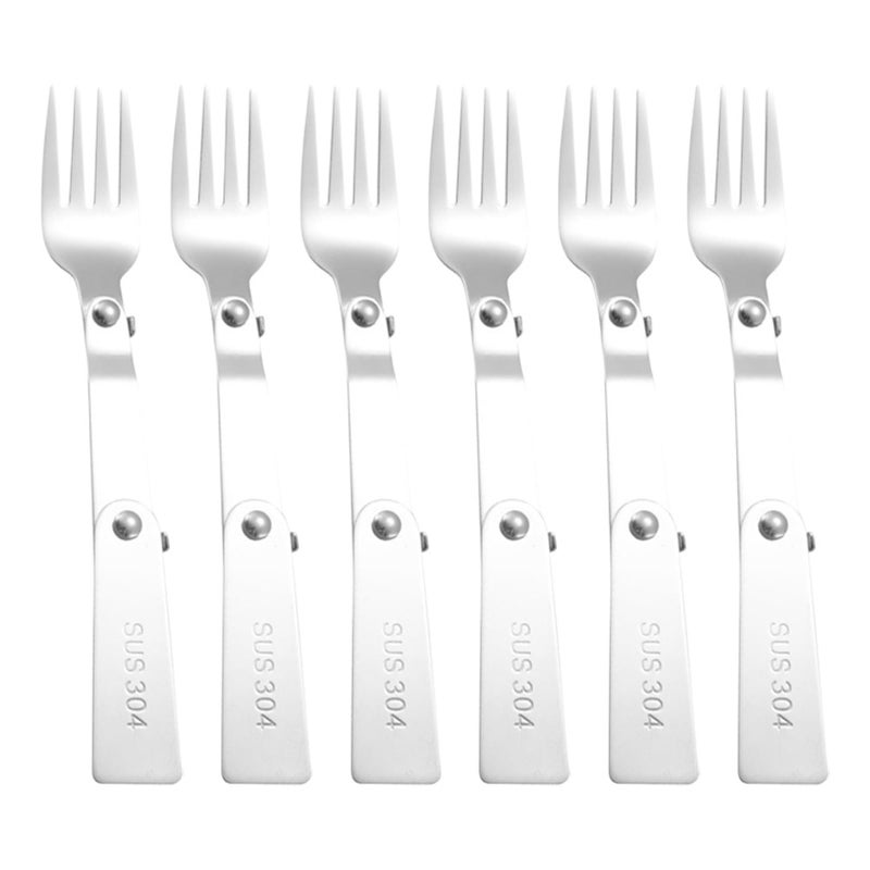 304 Stainless Steel Folding Spork Set 12Pcs Portable Cutlery For Outdoor Picnic - Image 4