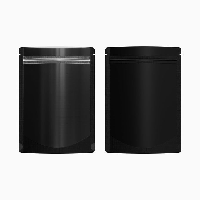 PACK OF 100 TRANSLUCENT FRONT MATTE BLACK POLY PLASTIC RESEALABLE BAGS 84OZ 6 X 9 BLACK STANDUP POUCH