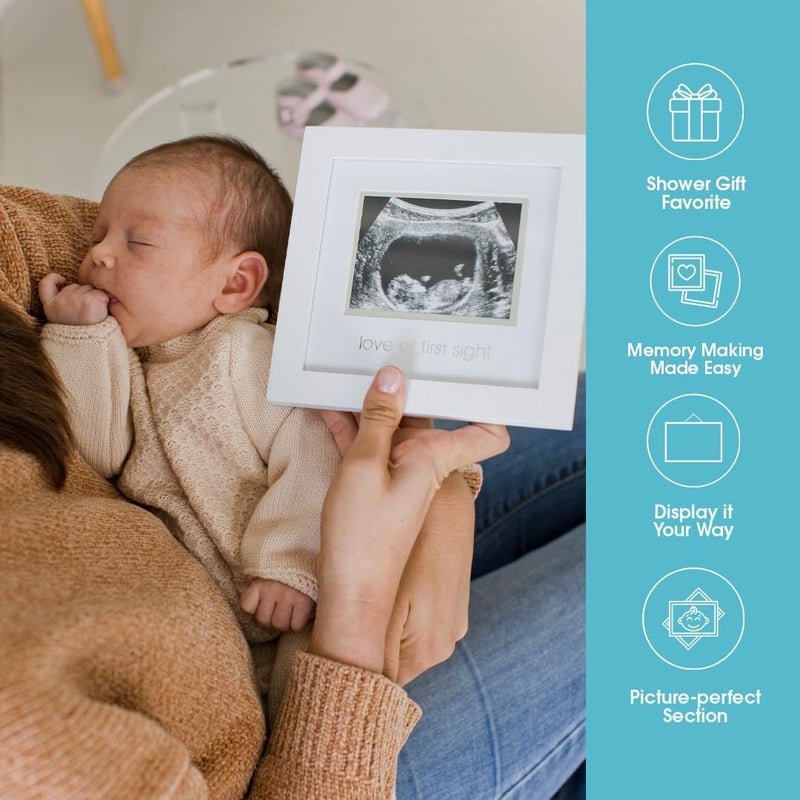 pearhead Love at First Sight Sonogram Picture Frame, Gender Neutral Ultrasound Keepsake, Ideal Pregnancy Gift, Baby Shower and Nursery Decor, 4”x3” Photo Insert, White - Image 5