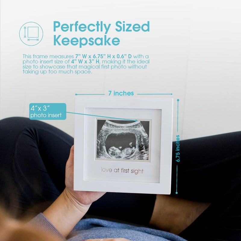 pearhead Love at First Sight Sonogram Picture Frame, Gender Neutral Ultrasound Keepsake, Ideal Pregnancy Gift, Baby Shower and Nursery Decor, 4”x3” Photo Insert, White - Image 2