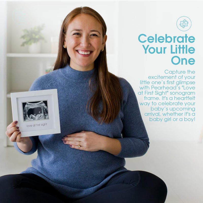 pearhead Love at First Sight Sonogram Picture Frame, Gender Neutral Ultrasound Keepsake, Ideal Pregnancy Gift, Baby Shower and Nursery Decor, 4”x3” Photo Insert, White - Image 3