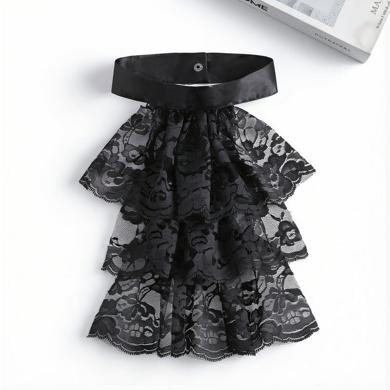 High Compatibility Lace Collar Cuff Set Fits All Outfits Suit Blouse Dress Gothic Lolita White 3 Layer - Image 4