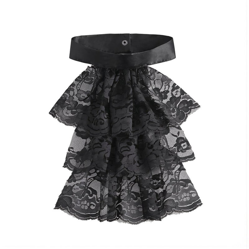 High Compatibility Lace Collar Cuff Set Fits All Outfits Suit Blouse Dress Gothic Lolita White 3 Layer - Image 1
