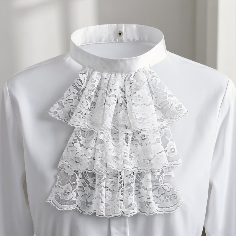 High Compatibility Lace Collar Cuff Set Fits All Outfits Suit Blouse Dress Gothic Lolita White 3 Layer - Image 5
