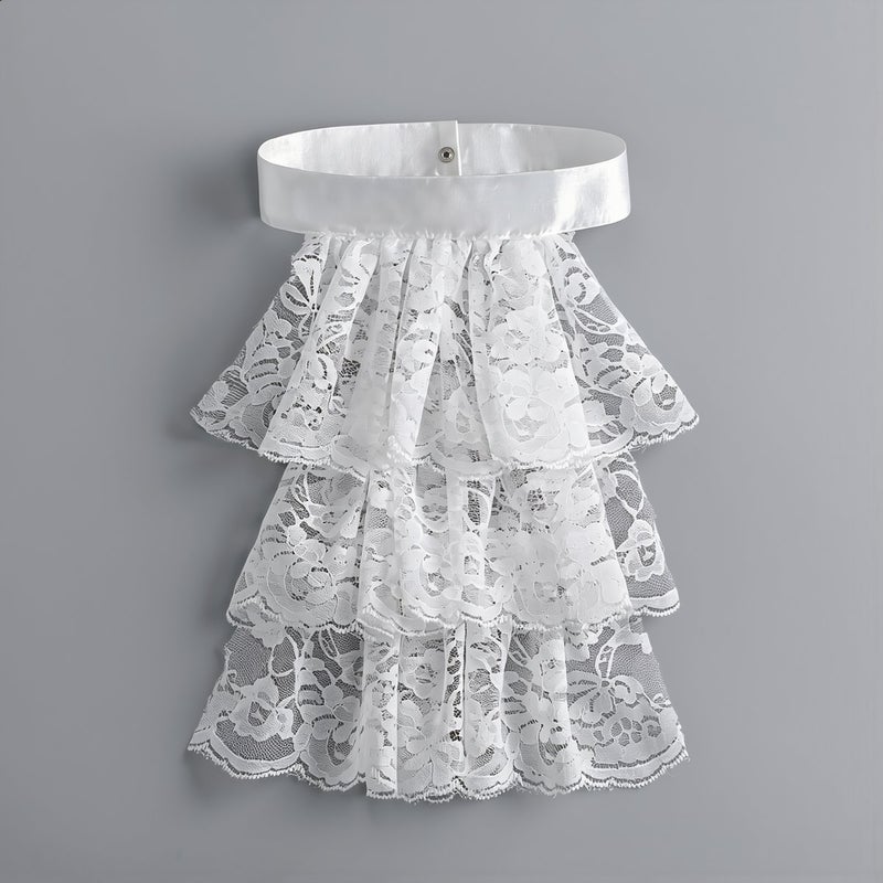 High Compatibility Lace Collar Cuff Set Fits All Outfits Suit Blouse Dress Gothic Lolita White 3 Layer - Image 3
