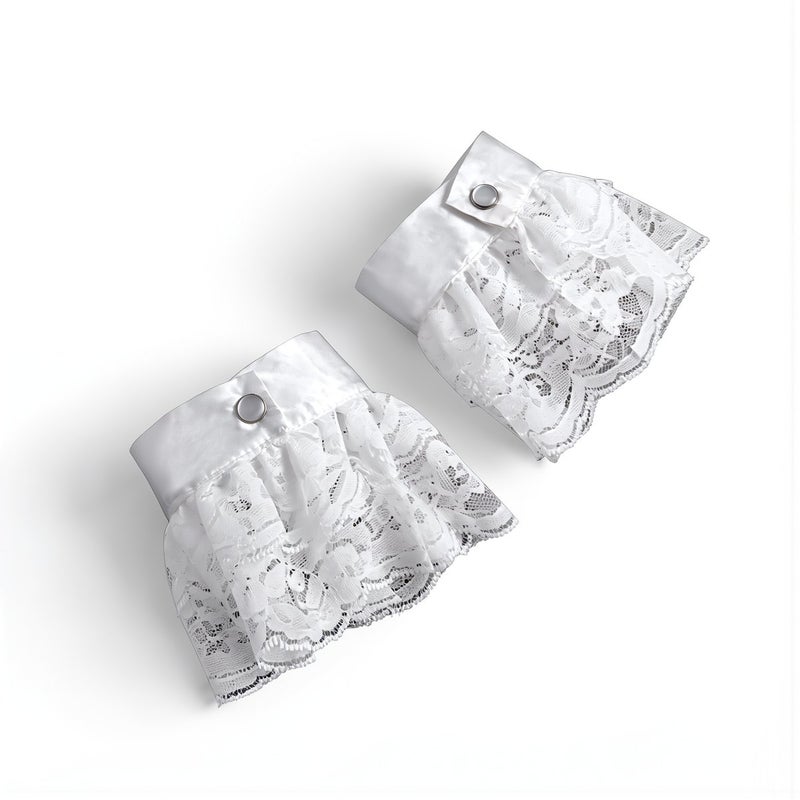 High Compatibility Lace Collar Cuff Set Fits All Outfits Suit Blouse Dress Gothic Lolita White 3 Layer - Image 2