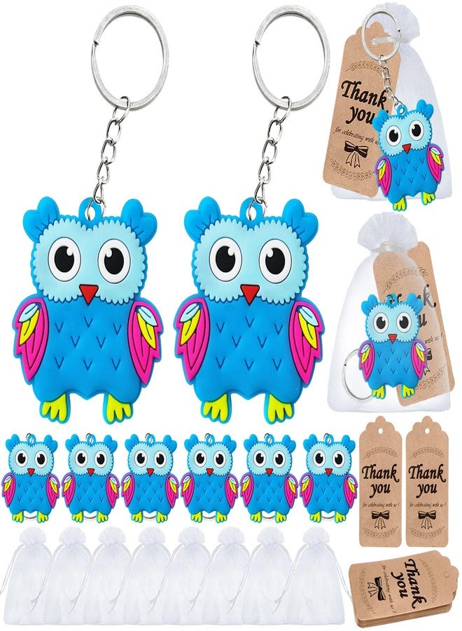 Elecrainbow 60 Pack Owl Party Favors Include 20 Keychains, 20 Thank You Tags and 20 Goodie Bags for Animal Lover, Return Gift, Animal Themed Party, Thanksgiving, Baby Shower, Birthday, Blue - Image 1