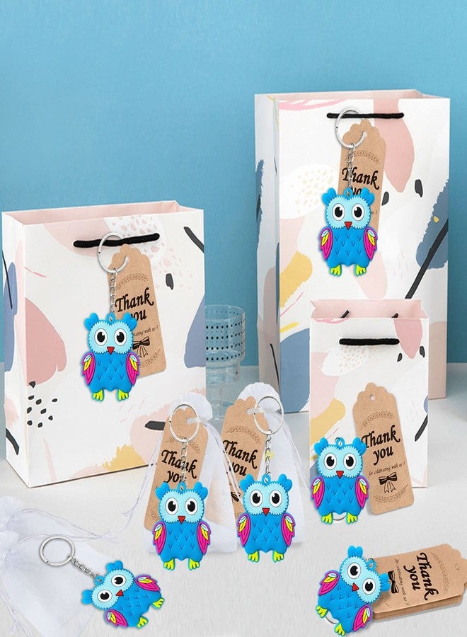 Elecrainbow 60 Pack Owl Party Favors Include 20 Keychains, 20 Thank You Tags and 20 Goodie Bags for Animal Lover, Return Gift, Animal Themed Party, Thanksgiving, Baby Shower, Birthday, Blue - Image 2