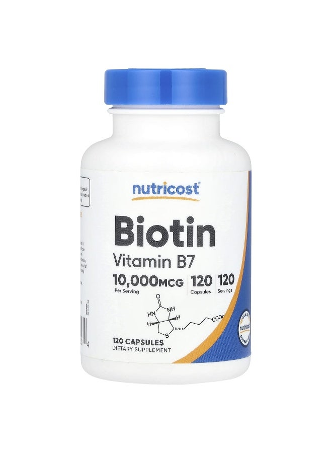 Nutricost نوتريكوست، بيوتين، 10,000 ميكروغرام، 120 كبسولة - Image 1