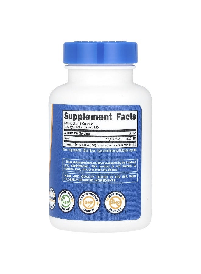 Nutricost نوتريكوست، بيوتين، 10,000 ميكروغرام، 120 كبسولة - Image 2