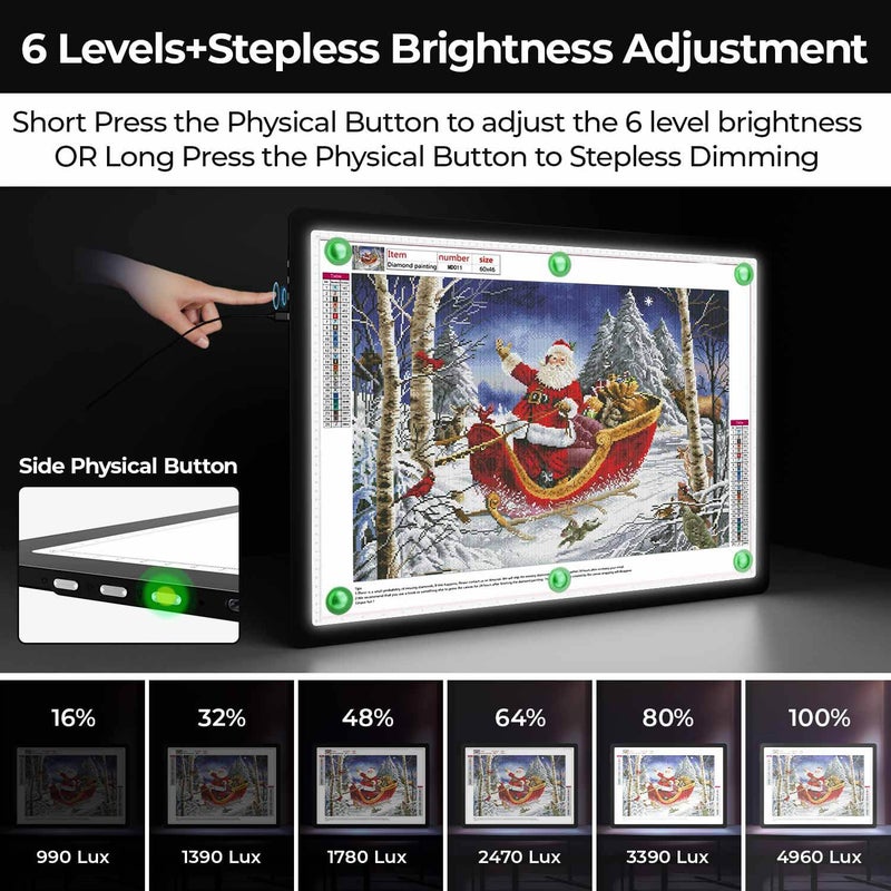 Zocelight A2 Light Pad (25.2" x 18.4"), Large Magnetic Bright Light Box for tracing,6 Levels Dimming/3 Color,Physical Buttons,Light Board for Diamond Painting,Light Table for Drawing, Sketching - Image 4
