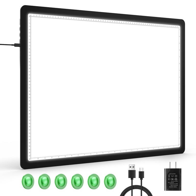 Zocelight A2 Light Pad (25.2" x 18.4"), Large Magnetic Bright Light Box for tracing,6 Levels Dimming/3 Color,Physical Buttons,Light Board for Diamond Painting,Light Table for Drawing, Sketching - Image 1