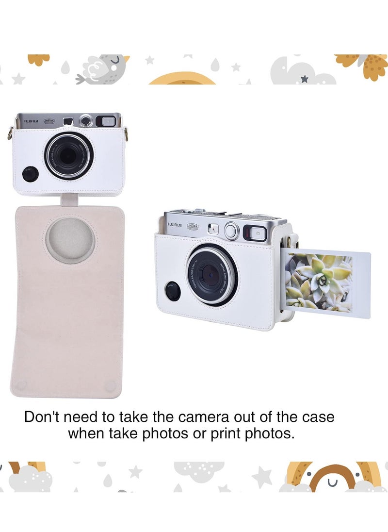 KASTWAVE - Case for Fuji Mini EVO,Camera Case Compatible for Fuji Mini EVO Camera with Adjustable Shoulder Strap in Lychee Texture Horizontal Style, White - Image 1