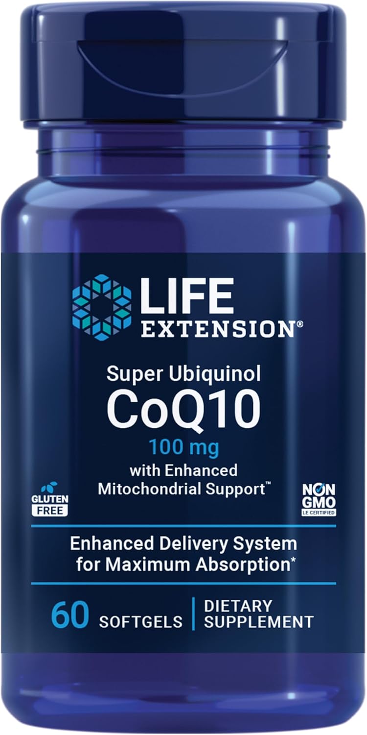 Life Extension Super Ubiquinol CoQ10 with Enhanced Mitochondrial Support ubiquinol CoQ10 shilajit potent heart health  cellular energy production support ultraabsorbable glutenfree 60 softgel - Image 1
