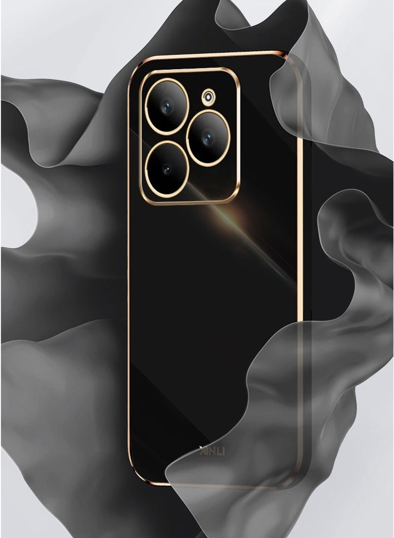 realme C61 4G/ C63 4G Case Cover, Luxury Plating Soft Back Cover, Raised Full Camera Protection, Slim Thin TPU Mobile Phone Case Black - Image 2