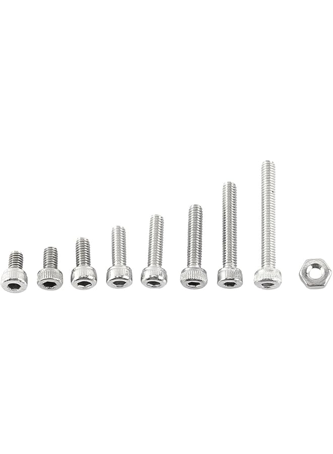 promass 300pcs M2.5 Stainless Steel Hex Socket Screws With Hex Nuts Assortment Full Thread(A: head) - Image 1