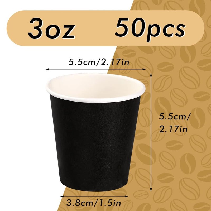 Wuadua 50 Pack 3 oz Paper Cups Bathroom cups  Espresso Cups  Small Paper Cups for Mouthwash  Snacks  Suitable for Family  Party  Picnic(Black) - Image 2