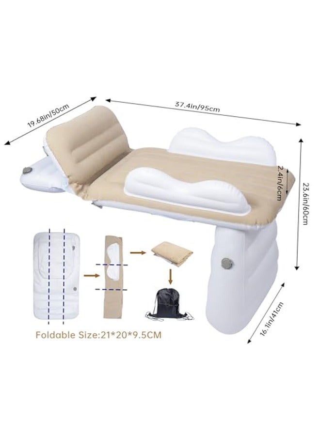 Generic Portable Waterproof Inflatable Travel Bed, Airplane Seat Extender for Cars, Trains, and Outdoor Use, Lightweight Design with Manual Air Pump and Carry Bag Set - Blue PVC, Under 220.46LB Capacity - Image 2