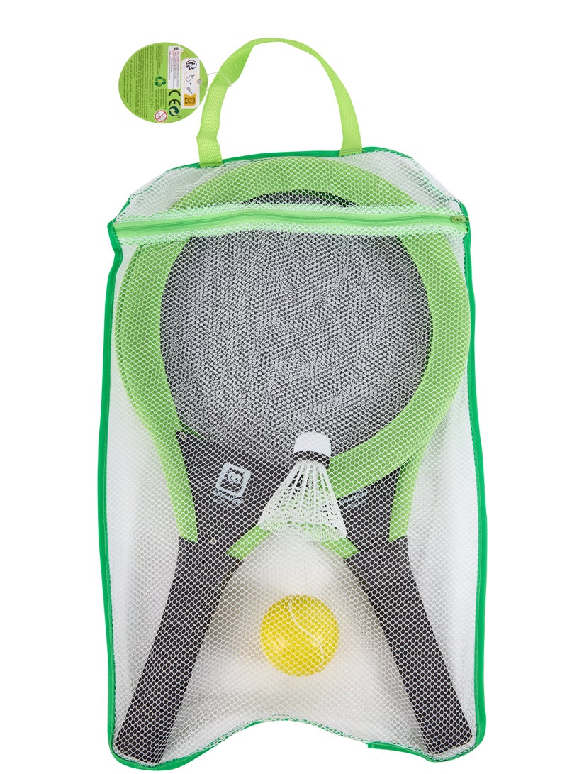 EUREKA KIDS Eurekakids Kids Cloth Racquets Badminton Set | Sports Set | Includes 2 Rackets, badminton and Tennis ball | For 3Y+ - Image 4