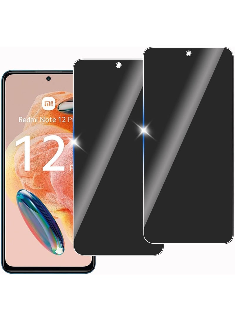 موز [2 Pack] Privacy Screen Protector for Redmi Note 12 Pro 4G/5G, Anti-Spy 9H Tempered Glass, Full Coverage, Scratch Resistant,28 ° Full Screen Anti-peeping (Xiaomi Redmi Note 12 Pro 4G/5G) - Image 1
