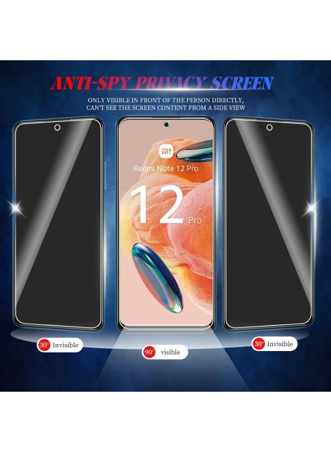 موز [2 Pack] Privacy Screen Protector for Redmi Note 12 Pro 4G/5G, Anti-Spy 9H Tempered Glass, Full Coverage, Scratch Resistant,28 ° Full Screen Anti-peeping (Xiaomi Redmi Note 12 Pro 4G/5G) - Image 5