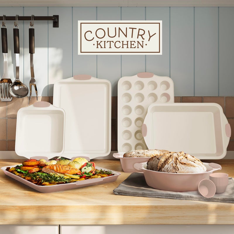 Country Kitchen Nonstick Stackable Bakeware Set - Durable, Easy Release Baking Set- 22 Pc. Includes Silicone Muffin Cups - Image 3