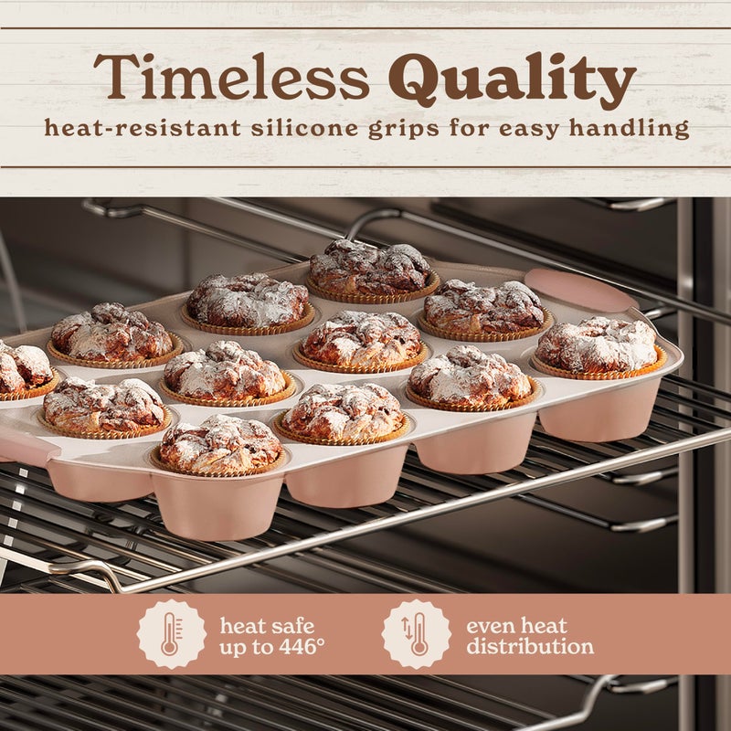 Country Kitchen Nonstick Stackable Bakeware Set - Durable, Easy Release Baking Set- 22 Pc. Includes Silicone Muffin Cups - Image 5
