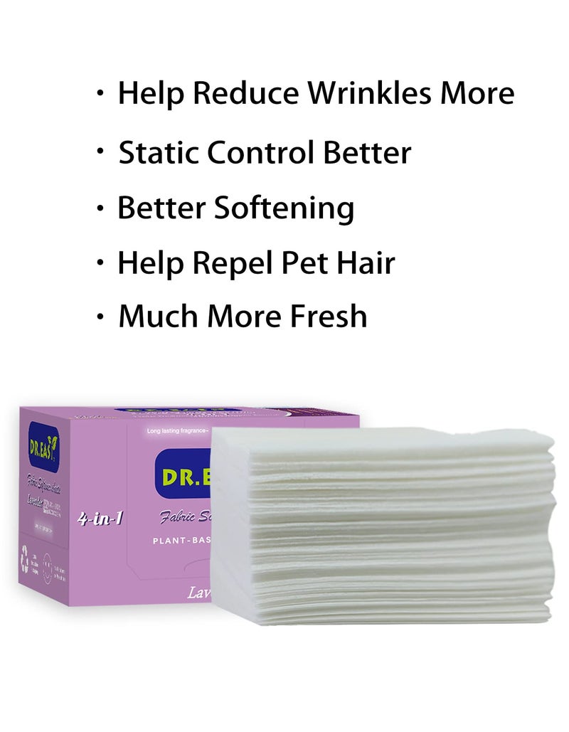 DR. EASY DR.EASY Dryer Sheets Plant Based Formula 252 Ct Fabric Softener sheets for Laundry Lavender Essential Oil Scented No Artificial Fragrances No Dyes Reduce Static & Wrinkles Help Repel Pet Hair - Image 2
