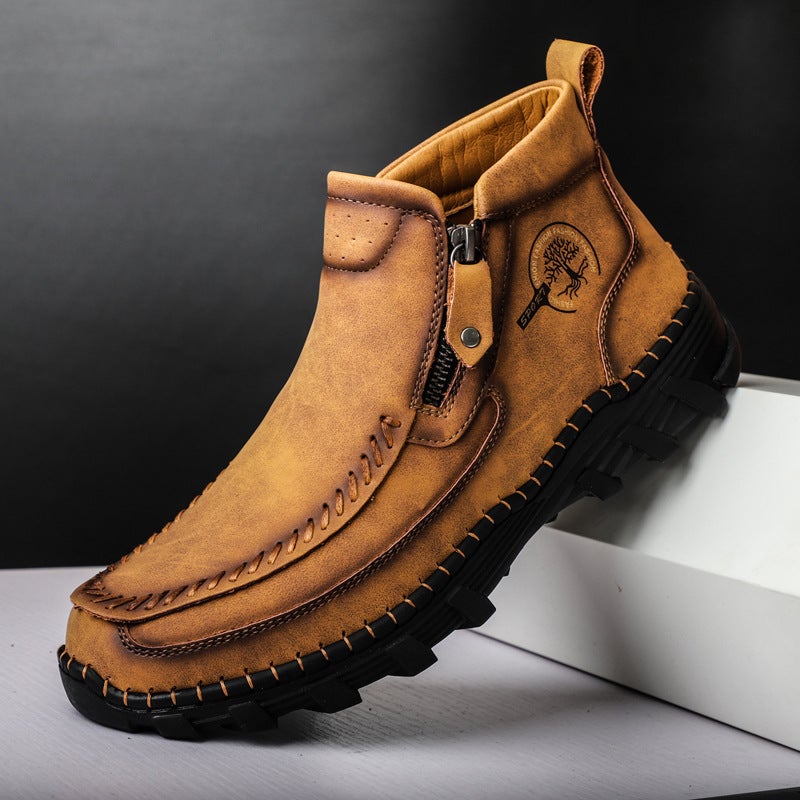 Genuine Leather Boots Men'S Leather Boots Breathable Soft Waterproof Boots Thick-Soled Men'S Shoes Men'S High-Top Martin Boots Snow Boots - Image 3