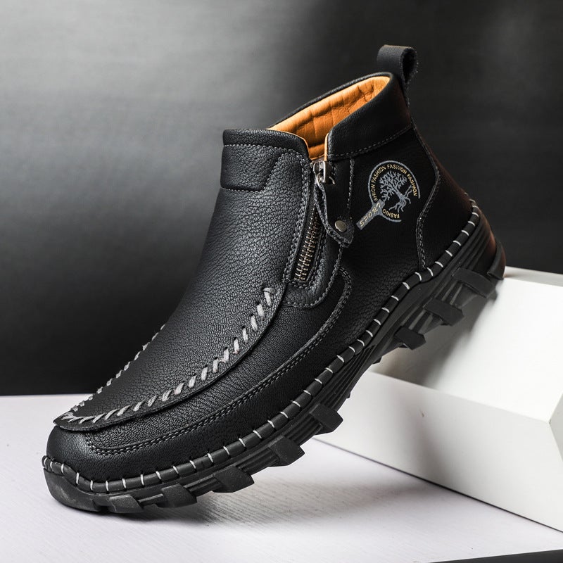 Genuine Leather Boots Men'S Leather Boots Breathable Soft Waterproof Boots Thick-Soled Men'S Shoes Men'S High-Top Martin Boots Snow Boots - Image 4